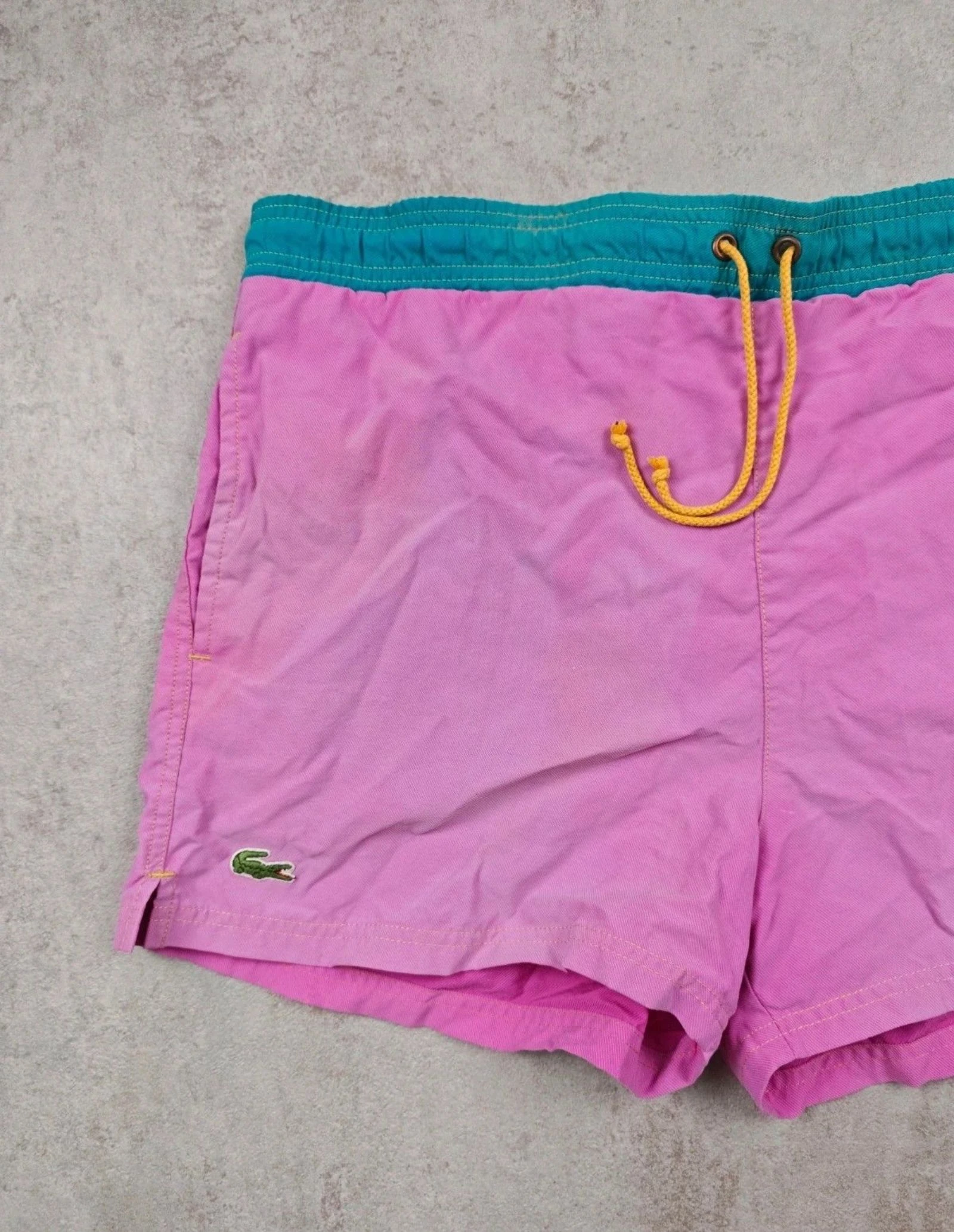 Lacoste Vintage Swim Shorts Colorblock Pink Teal Old Money Preppy Y2K 90s Retro Beachwear  XL – photo 9